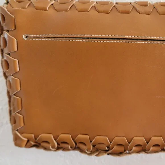 Patricia Nash Porticci Leather Woven Chainlink Crossbody Bag Hazelnut - Picture 3 of 11